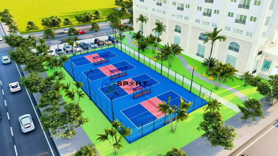 Thi công hàng rào lưới sắt sân Pickleball